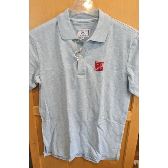 Southern Tide Men's Polo Shirt Short Sleeve Mens Small gyotaku octopus on back!‎ - Picture 1 of 5